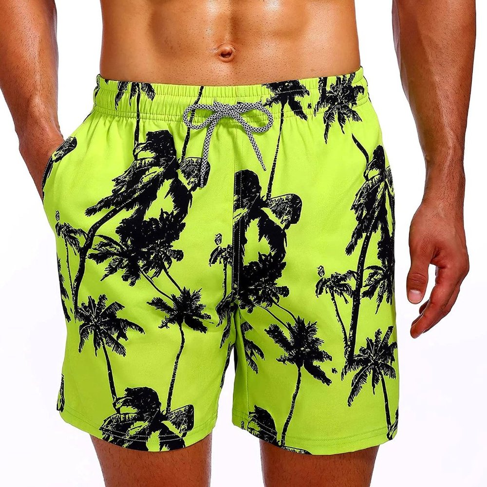 Biwisy Mens Swim Trunks Quick Dry Beach Shorts Mesh Lining Swimwear Bathing